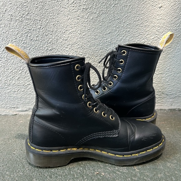 Dr. Martens Doc's Vegan Leather Black Boots 14045 Size US 7 Punk Goth Lace Up - Picture 5 of 12